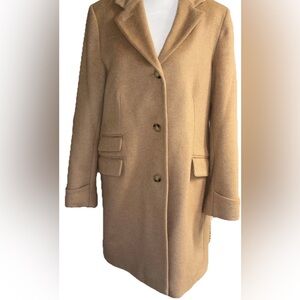 Ralph LAUREN  wool blend long Coat reefer camel pockets Excellent! Women 12